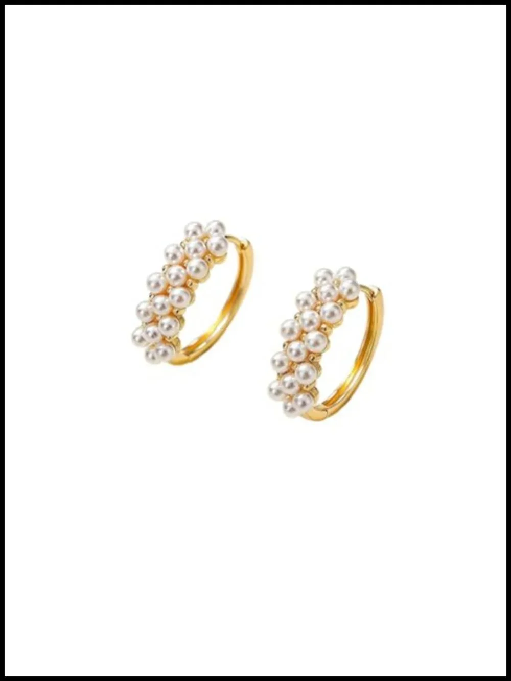 Pearl Huggie Hoop Earrings for Women Dainty Circle Drop Dangle